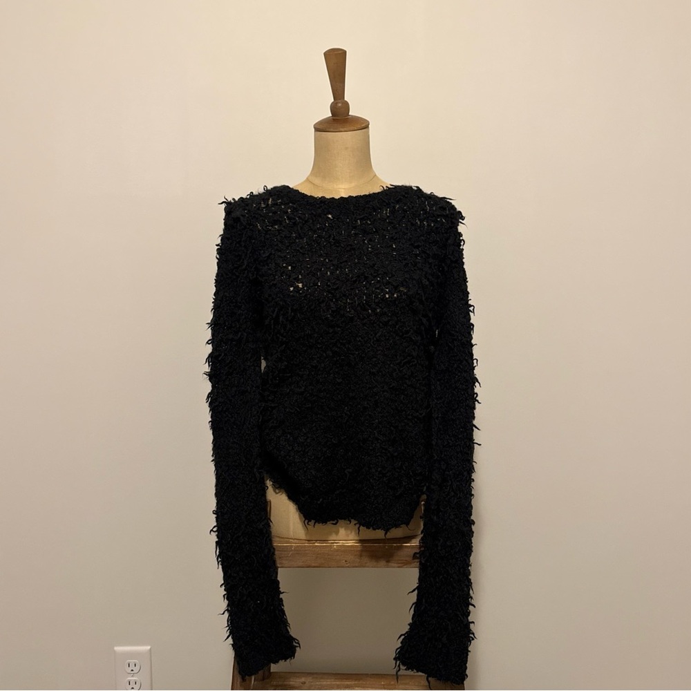 Free people Black Frayed Knit